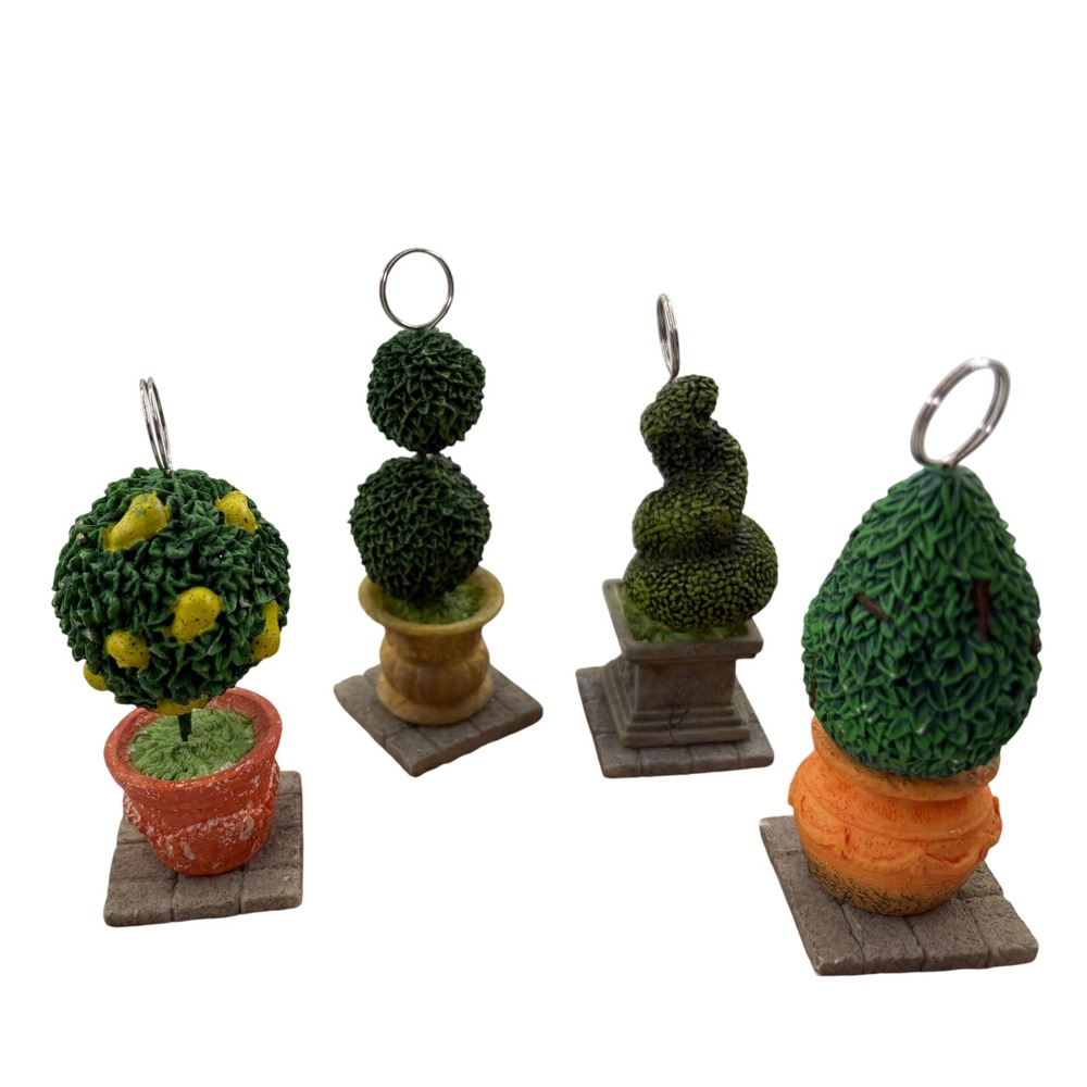 8pc Miniature Topiary Bobblehead Place Card Holders Desk Garden Table Kinetic - Picture 4 of 6
